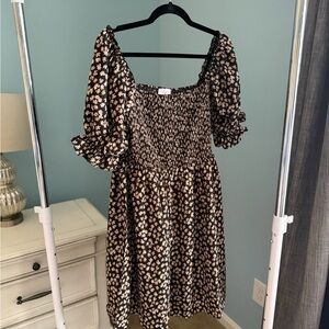 Pink Lily Black and Cream Floral Long Sleeve Dress